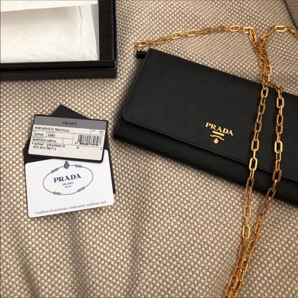 NWT PRADA Saffiano black clutch/wallet crossbody - Picture 6 of 11
